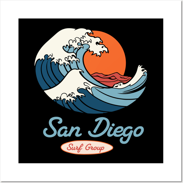 San Diego Surfing Group Wall Art by Odetee